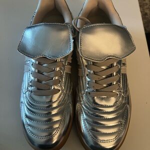 Steve Madden Shiny Silver Athletic Sneakers